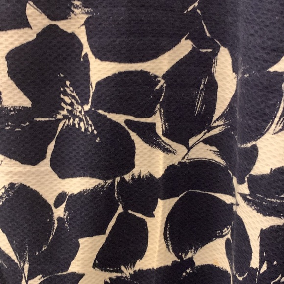 DANA BUCHMAN PANT SZ 14 NAVY/WHITE FLORAL 100%COTTON POCKETS/LOOPS FRONT ZIPPER - Picture 2 of 6